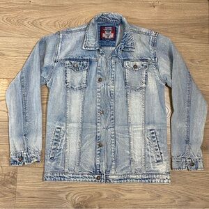 Vintage Diesel Men Rugged Blue Faded Denim Jacket size XXL EUC best fits MEDIUM